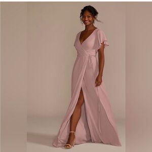 DB Georgette Flutter sleeve Wrap Maxi Dress